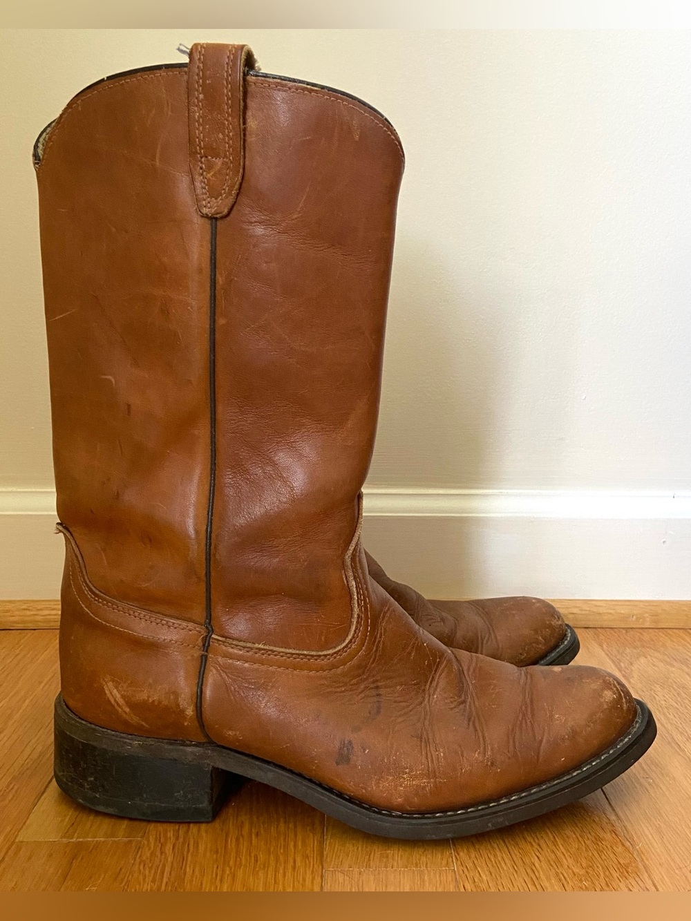 Vtg Acme Wellington Brown Leather Cowboy Western Work Boots Mens 9D Ranch Riding